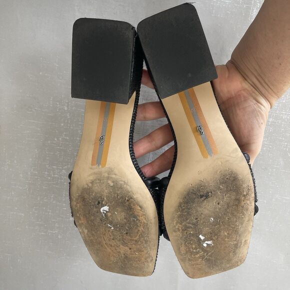 Sam Edelman Waylon Square Toe Block Heel Slide Black Sandals Size 10 M - Picture 10 of 13